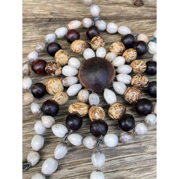 Vintage Hippy Festival HUGE Medallion Seed/Nuts Pendant NEcklace - Picture 9 of 11